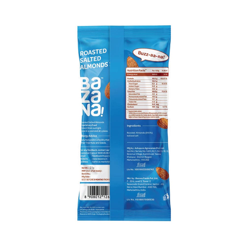 Bazana Almond Roasted 25 gms view 2