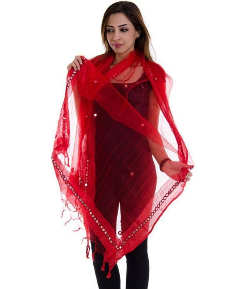 Apratim Red Tissue Dupatta view 2