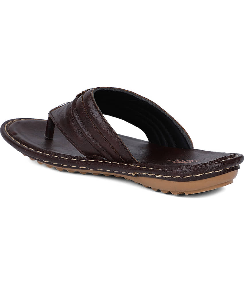 Bata Brown Men's Thong Flip Flop view 2