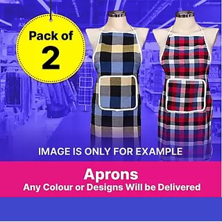 Cotton Home Use Apron - Free Size Buy one get one - Two Apron (Multicolor) view 2