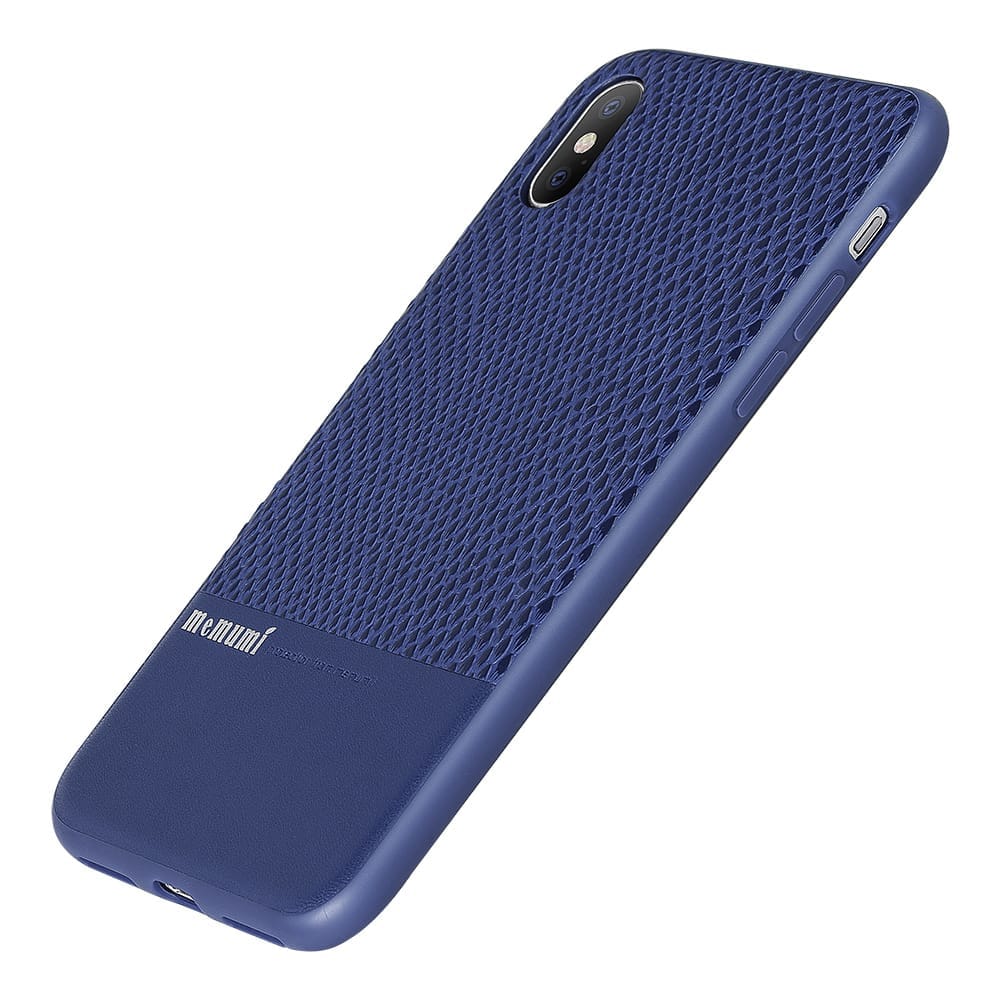 Memumi Heroic Series Back Leather Cover for Apple iPhone X/10 PremiumTPU + PC + PU - Blue (5.8") view 2
