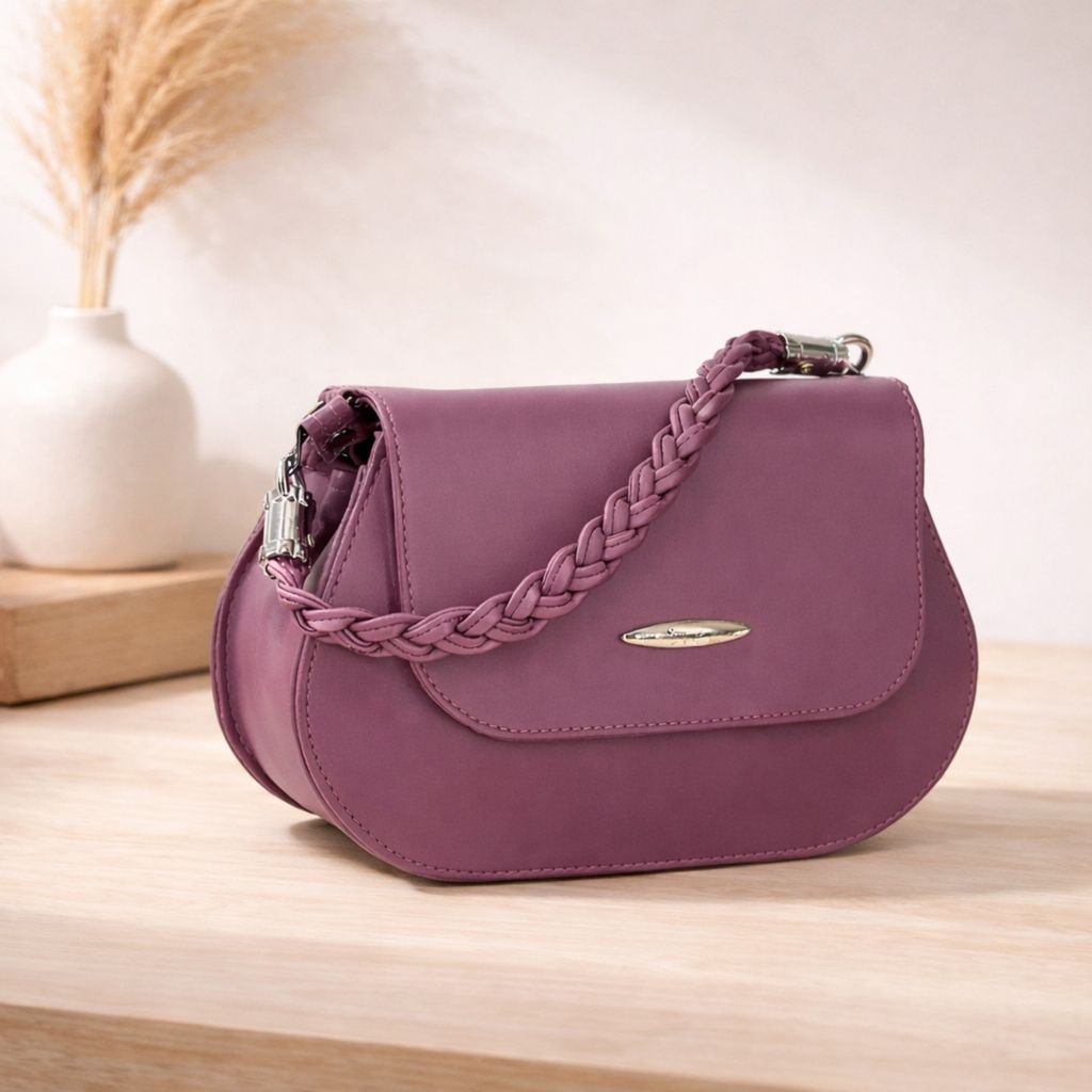 Elegant Women’s Braided Handle Sling Bag | Premium PU Leather Small Handbag | Trendy Shoulder Bag for Girls & Women