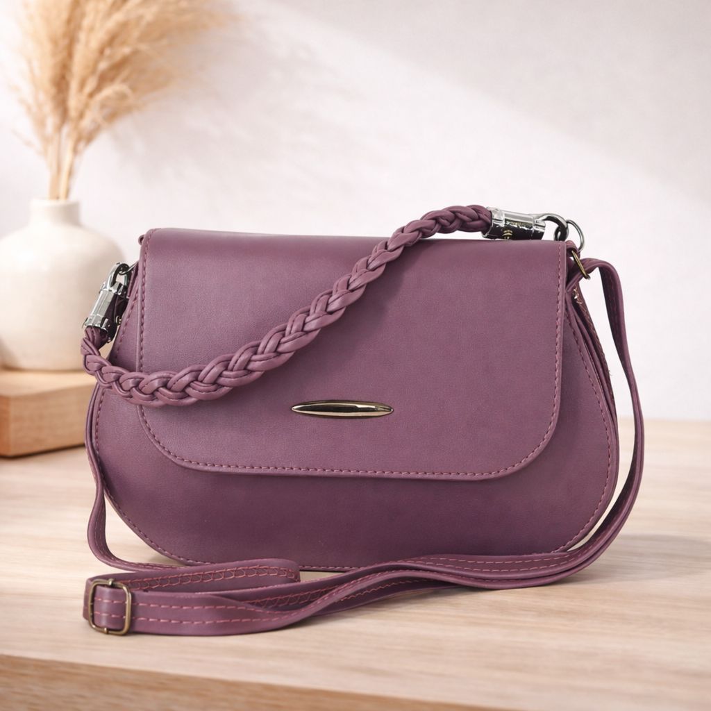 Elegant Women’s Braided Handle Sling Bag | Premium PU Leather Small Handbag | Trendy Shoulder Bag for Girls & Women view 2