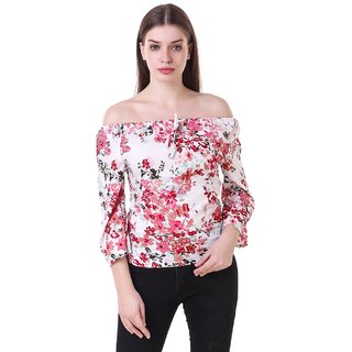 Revexo Top Women's Crepe Off Shoulder Top - Offshoulder