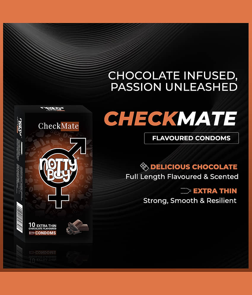 NottyBoy Contoured Ribs Dots Over Time and Chocolate Flavoured Condoms - 100 Units view 2
