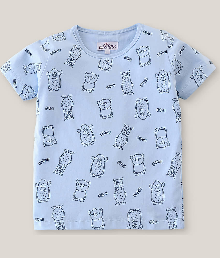 Nite Flite Pack of 1 Boys 100% Cotton Nightsuit Set ( Off White ) view 2