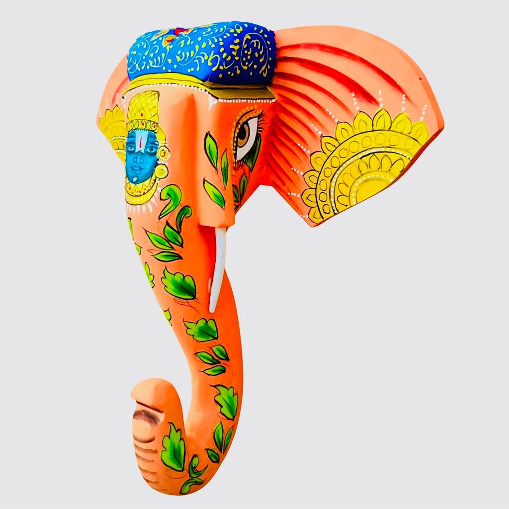 WOODEN ELEPHANT HEAD WALL HANGING view 2
