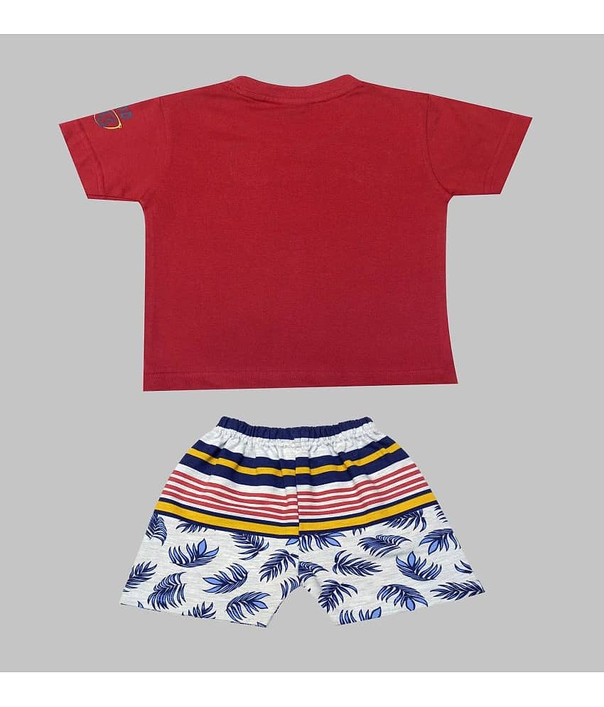 Kideon Pack of 1 Boys Cotton T-Shirt & Shorts Set ( Red ) view 2