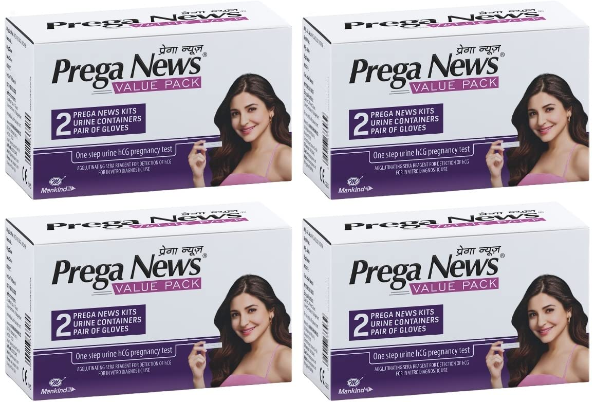 PREGANEWS Value Pack( 2 Gloves + 2 Urine Containers + 2 Pregnancy Test Kits ) x Pack of 4 Pregnancy Test Kit (8 Tests) view 2