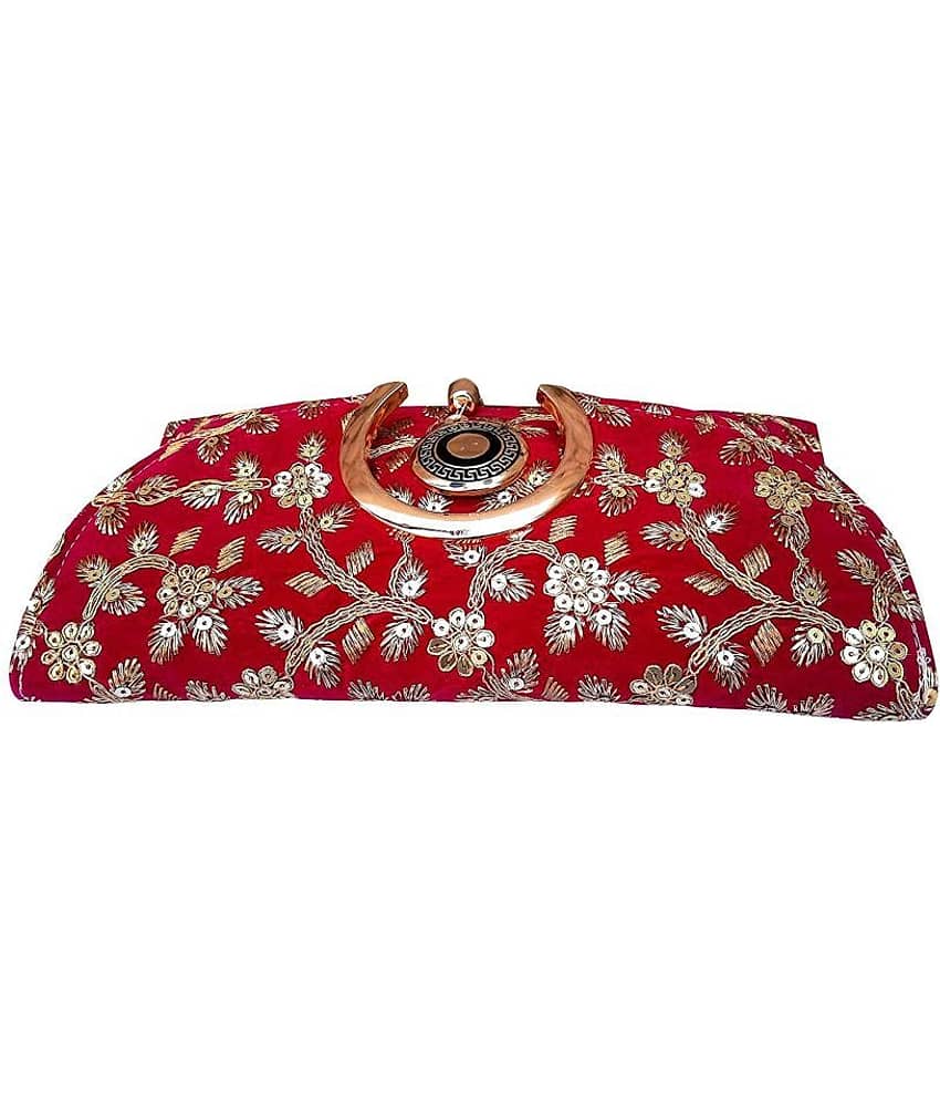 Apratim Red Velvet Box Clutch view 2