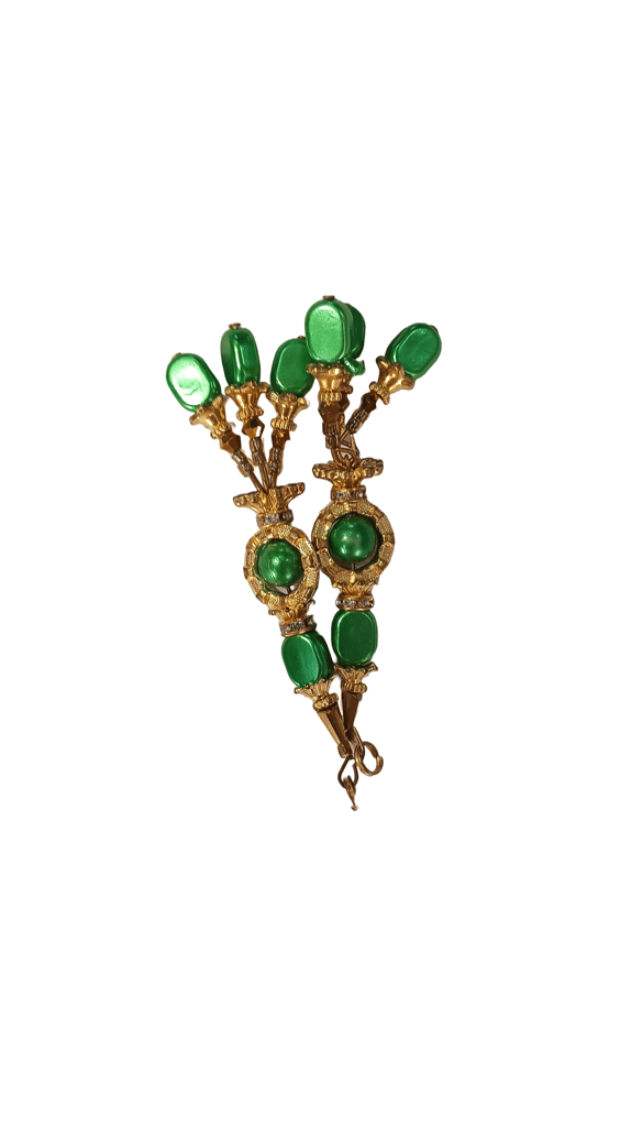 Green color Hanging Blouse Tassels view 2
