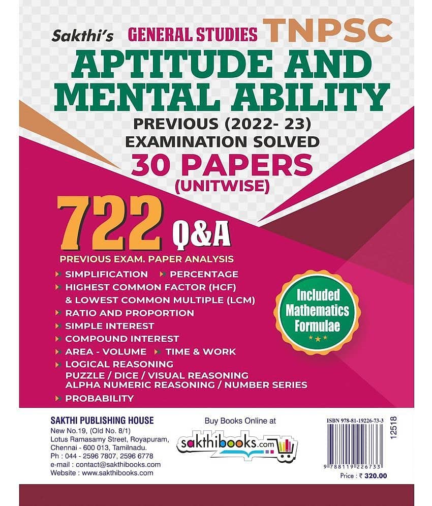 Tnpsc Aptitude and Mental Ability 722 Q & A English view 2
