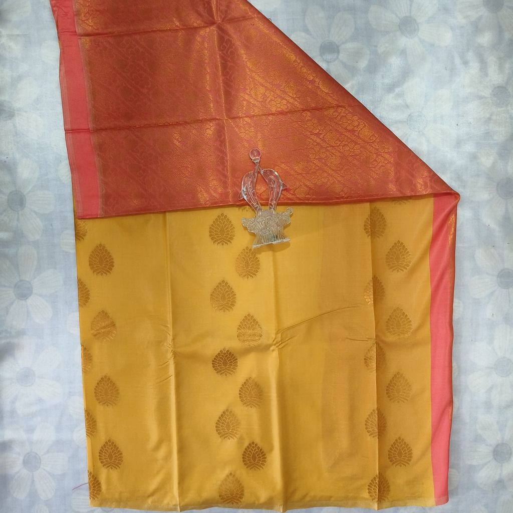 Soft Silk Saree with Blouse - Yellow view 2