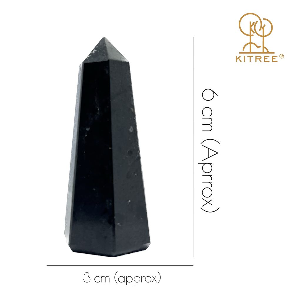 KITREE Natural Black Tourmaline Crystal Wands Obelisk Tower (Size 6 CM Height, 3 CM Length) (Color Black) view 2