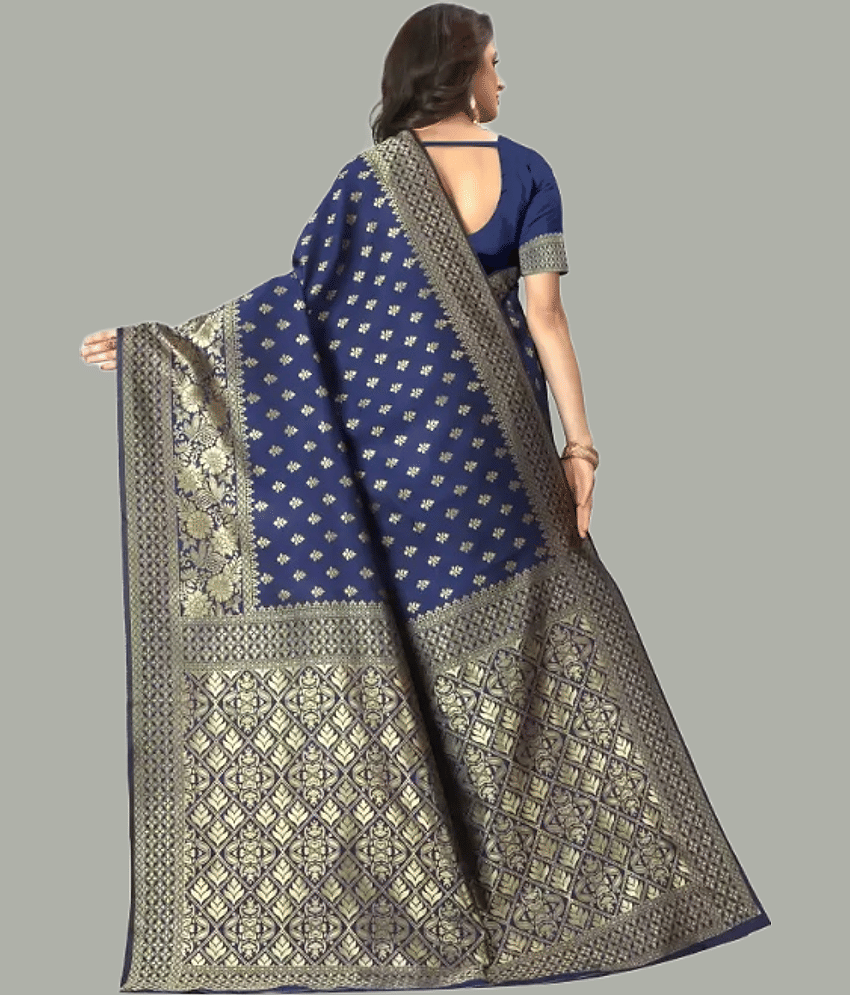 GARIYA Banarasi Silk Embellished Saree With Unstitched Blouse Piece ( Red ) view 2