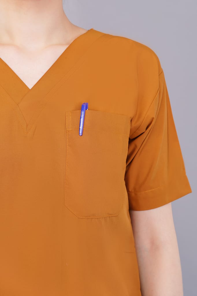 DOCTOR SCRUB SUIT - RUST COLOR | V NECK | UNISEX PATTERN view 2