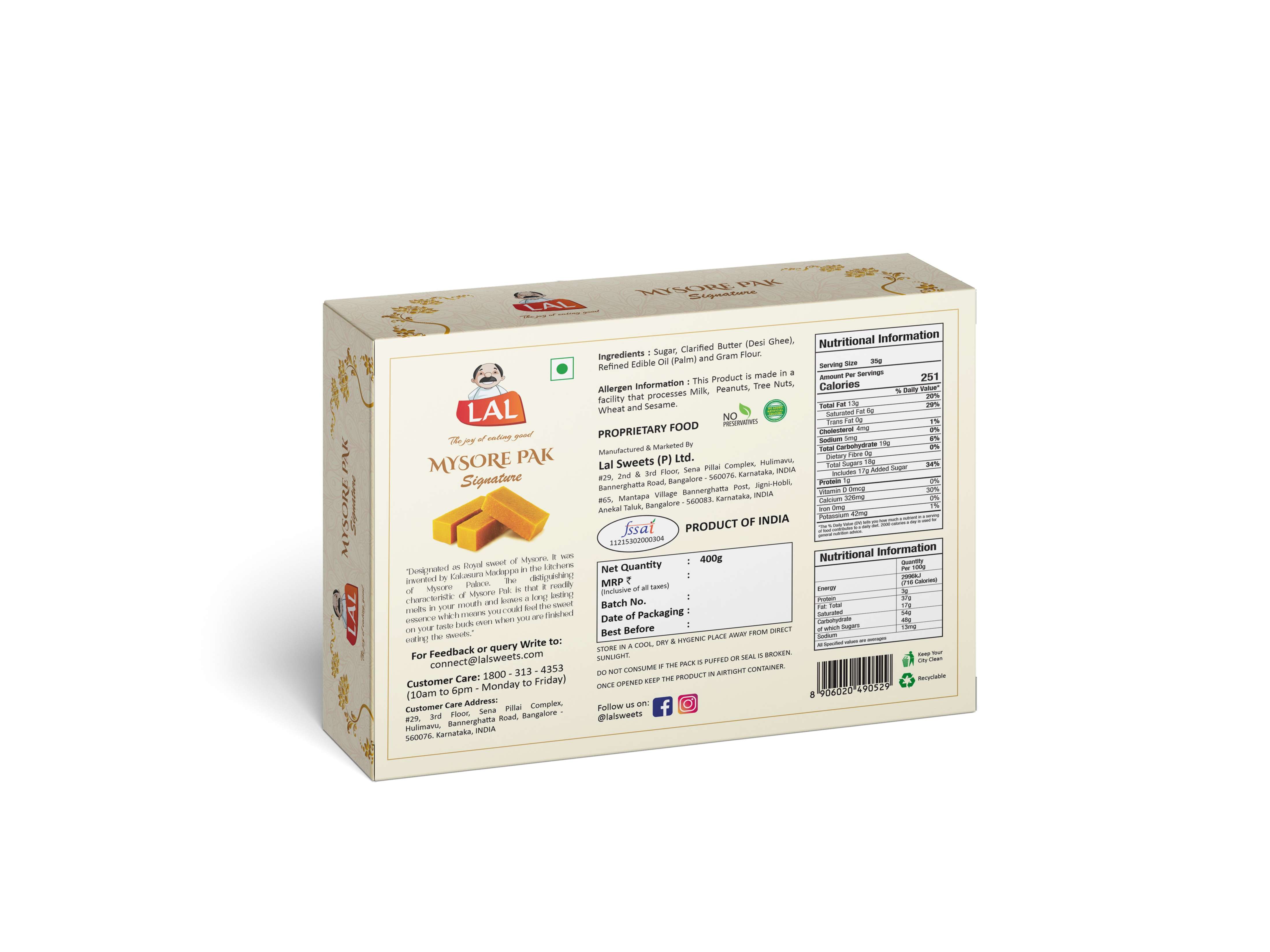 Lal Sweets Mysore Pak Signature - 200g x 2 Pack view 2