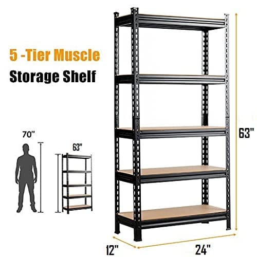 STAR WORK Iron Rack Shelf for Home Storage Engineered Wood Shelf | Industrical Domestic Shelves and Rack (5’3” x 2’ x 1’ ft = 63 x 24 x 12 INCH - H x W x D) view 2
