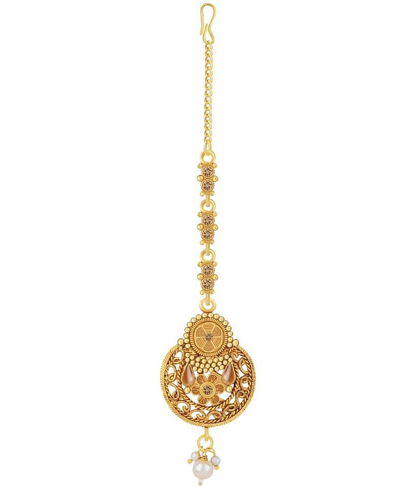 Exclusive Designe Traditional Gold Plated Maang Tikka Jewellery For women Girl view 2