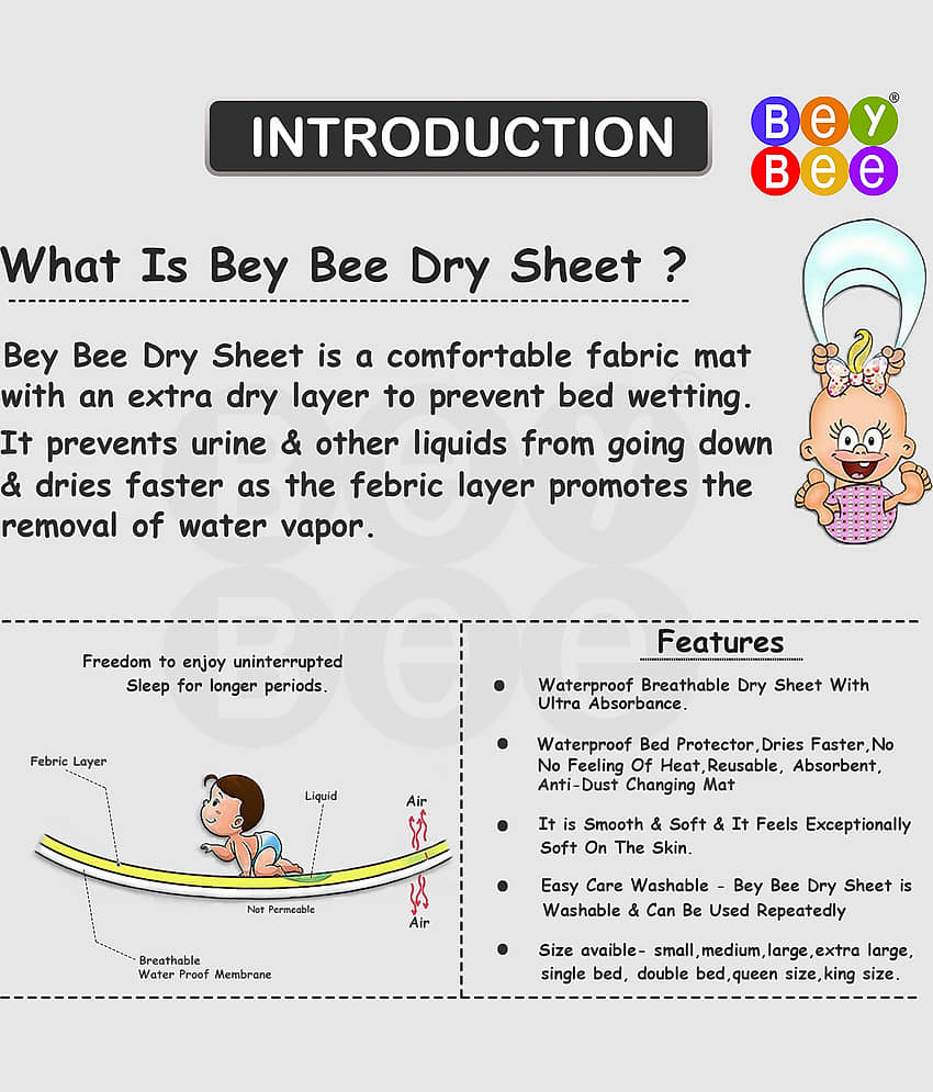 BeyBee Waterproof Rubber Sheet (Medium (100cm X 70cm), Plum) view 2