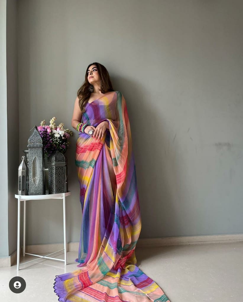 Printed Bollywood Organza Saree view 2