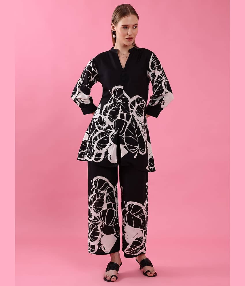 Sheetal associates Women Printed Top With Trousers Co-Ord Set ( Black )