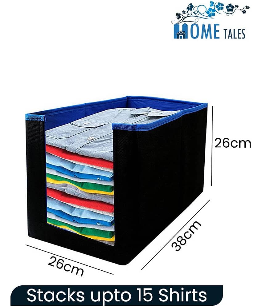 Non-Woven Shirt Stacker & Cloth Organizer,Black ( Pack of 3) view 2