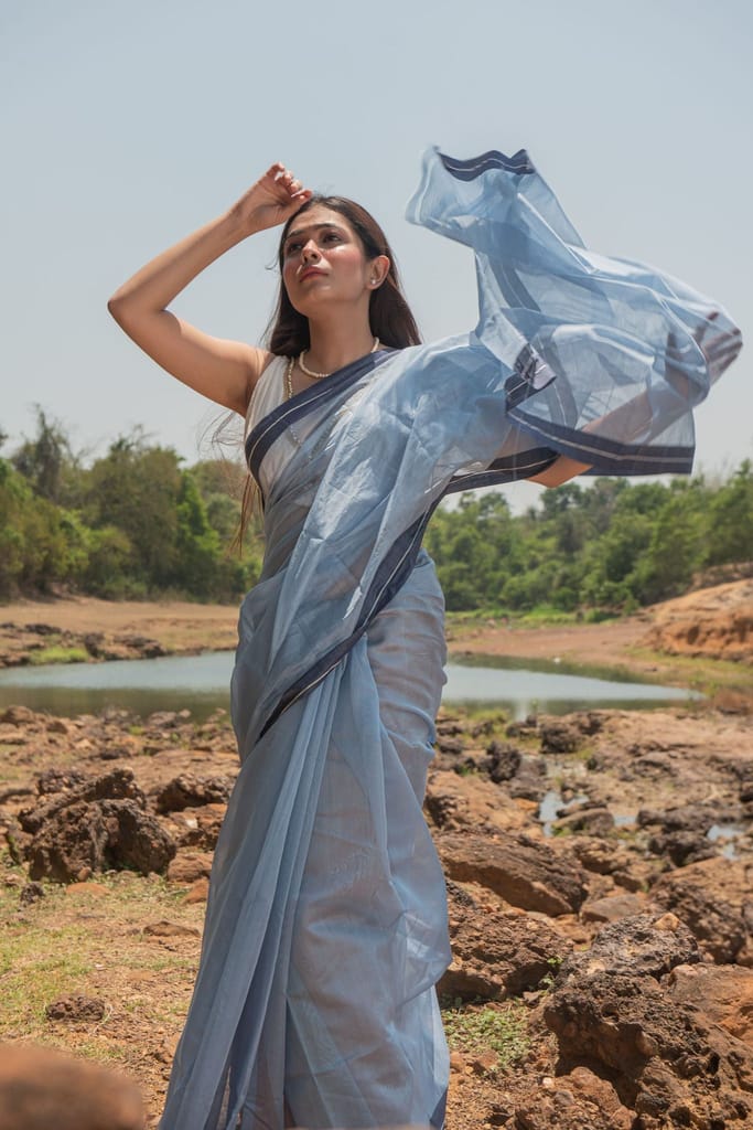 Utsav silk cotton saree - Akash view 2