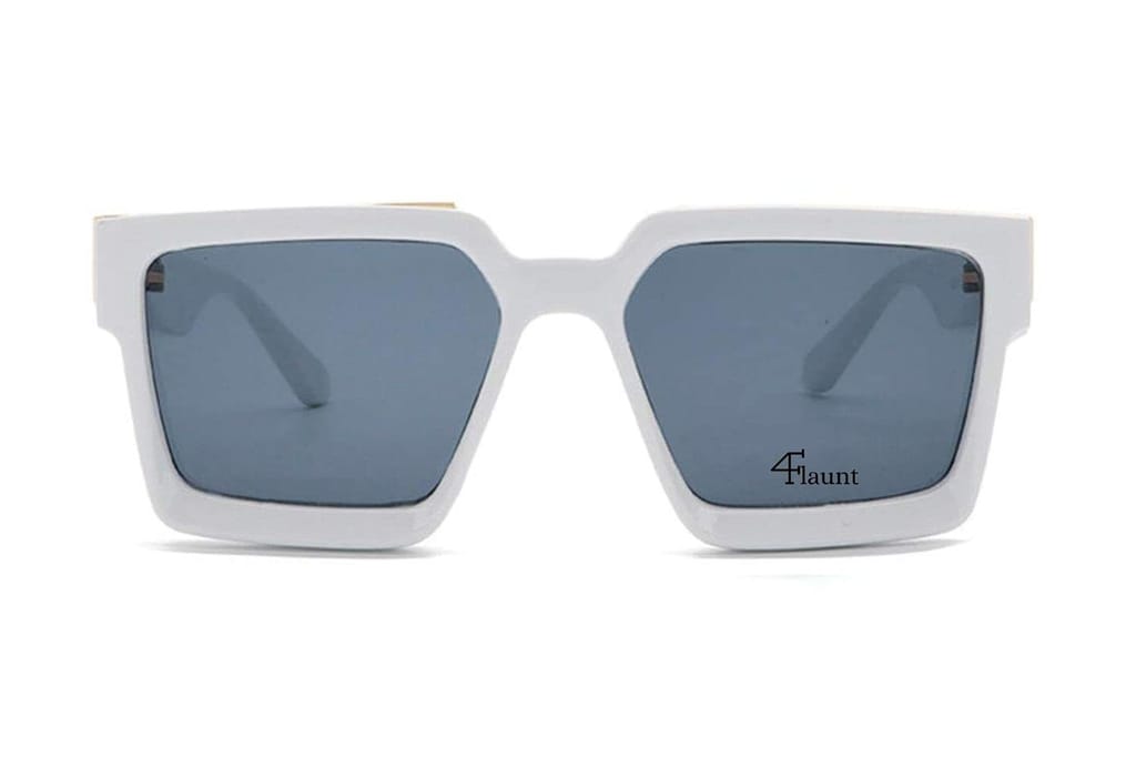 4Flaunt Monster Series Retro Trend Model Shades Thick Rectangle Luxury Square Sunglasses With UV 400 Protection For Men And Women (White) view 2