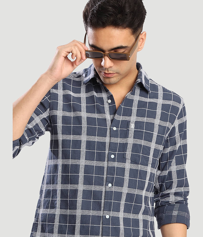 Bene Kleed 100% Cotton Regular Fit Checks Full Sleeves Men's Casual Shirt - Blue ( Pack of 1 ) view 2