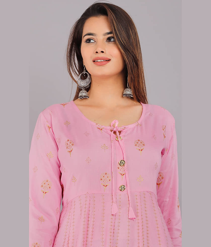 AVEITH - Wine Rayon Women's Anarkali Kurti ( Pack of 1 ) view 2