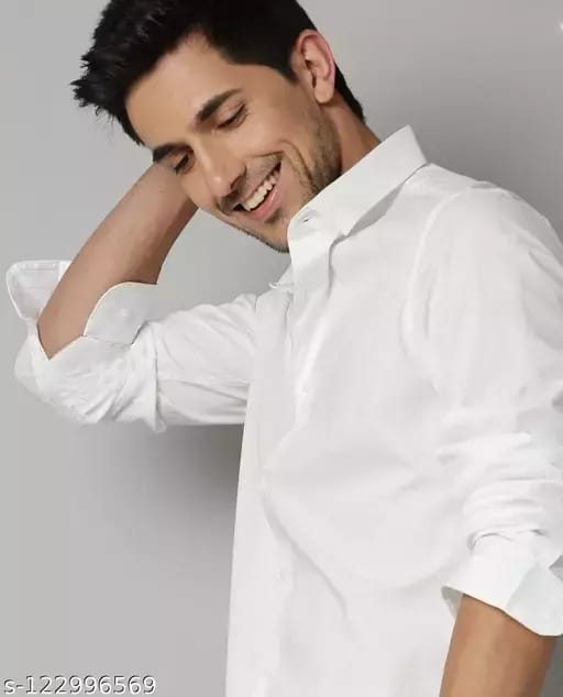 JMD White plain satin shirt for men view 2