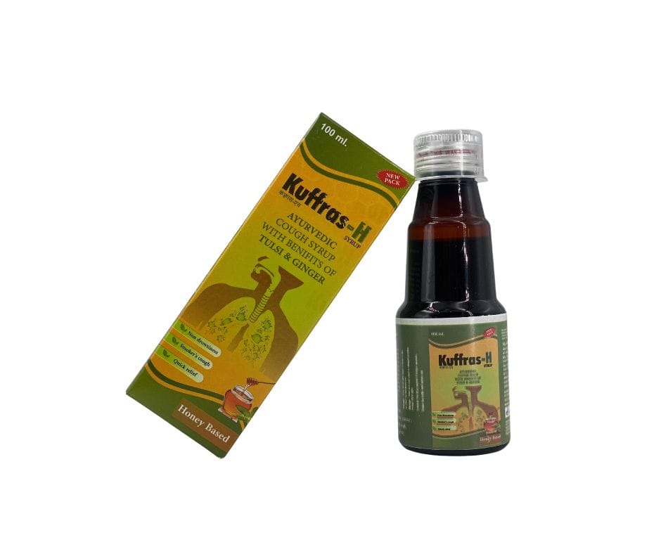 Kuffras-H Ayurvedic Cough Syrup 100ml with Tulsi, Ginger & Honey - Non-Drowsy view 2