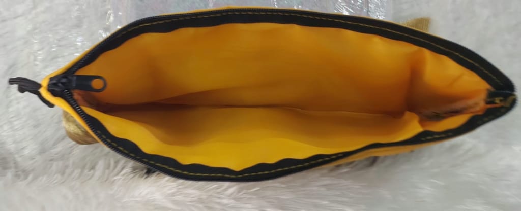Traditional Yellow Brocade Clutch Bag with Tassels for Women view 2
