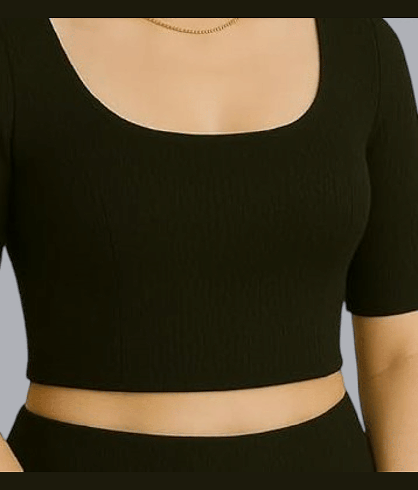 Bulbul Lycra Readymade without Pad Round Neck Women's Blouse ( Black ) view 2