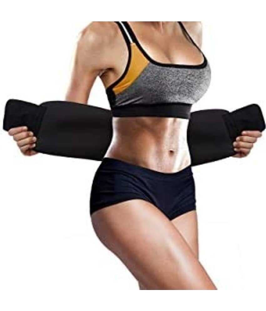 HORSE FIT Combo Pack Belt & Double Toning Resistance Band Tube Heavy Quality for Fat Loss, Tummy Trimming, for Both Men and Women( Belt & Toning Tube) Black view 2