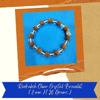 145 - VSP VASTU SAMADHAN - RUDRAKSH CLEAR CRYSTAL BRACELET FOR PEACE, STABILIZE EMOTIONS, GIVES SPIRITUAL SUCCESS