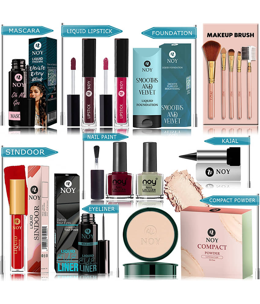 NOY Makeup Kit ( Compact,Mascara,Lipstick,Foundation,Nail Polish,Makeup Brush,Sindoor,Kajal,Eyeliner )