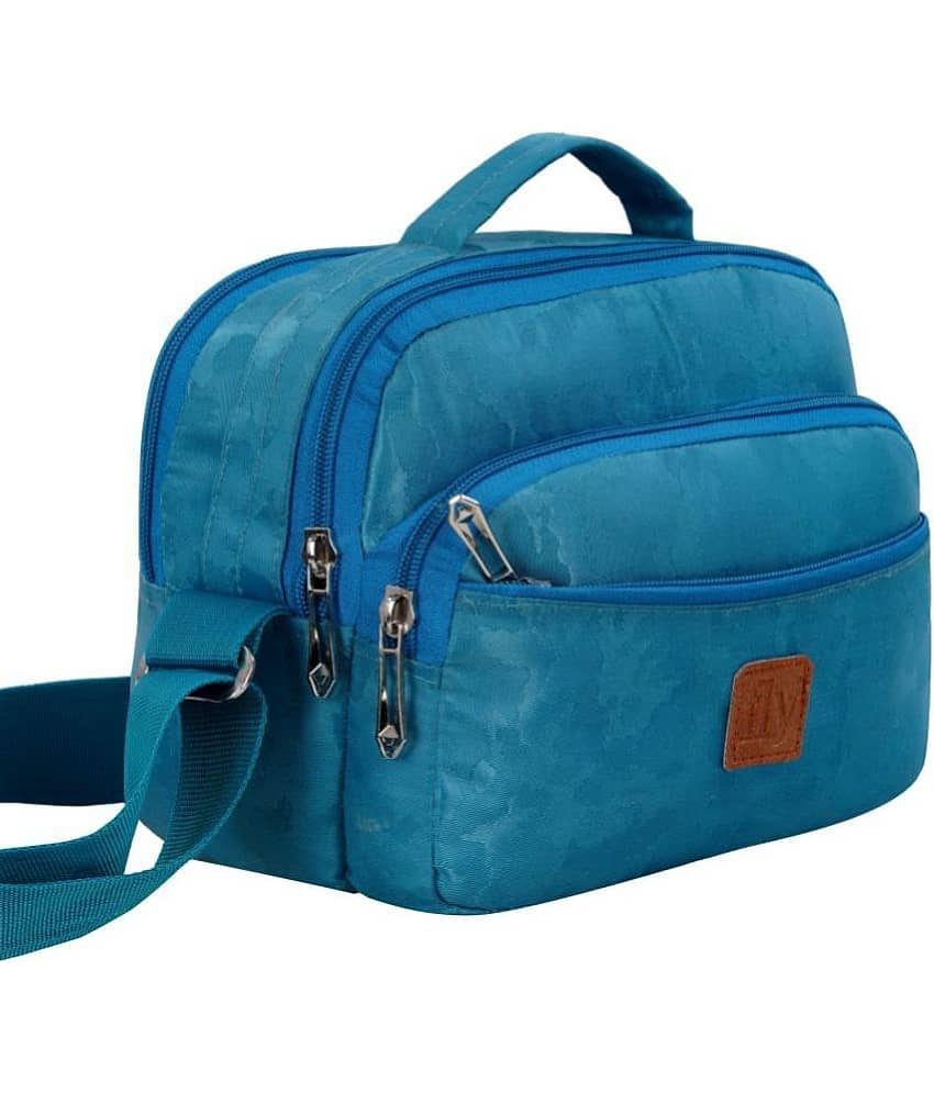 Leather World Blue Solid Messenger Bag view 2