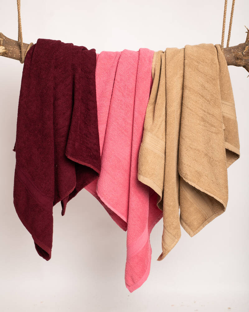 Furnofy Cotton 450 GSM Bath Towel Merun, Pink,Beige (Pack Of 3) view 2