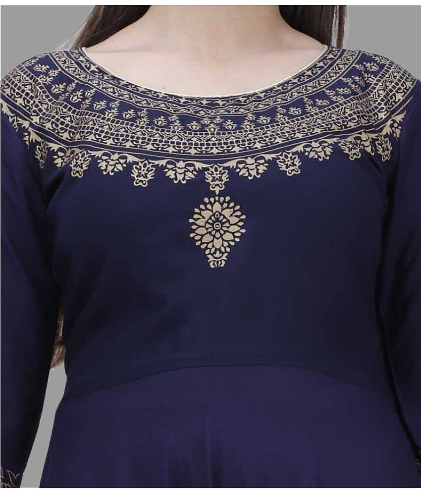 NUPITAL Rayon Printed Anarkali Women's Kurti - Blue ( Pack of 1 ) view 2
