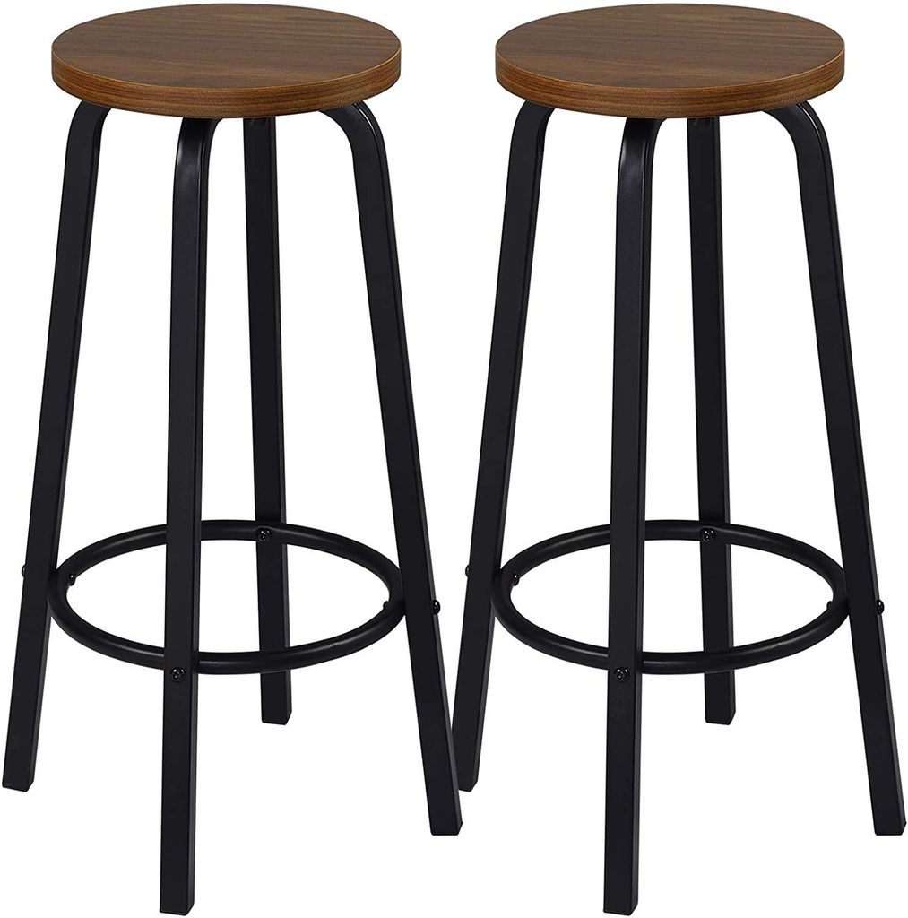 Aaradhya Creations - Breakfast Kitchen Counter Bar Stool 1 PCS MDF Seat Bar Chairs Metal Legs Barstools Dark Beech High Stools/Bar Stool - Made in India! view 2