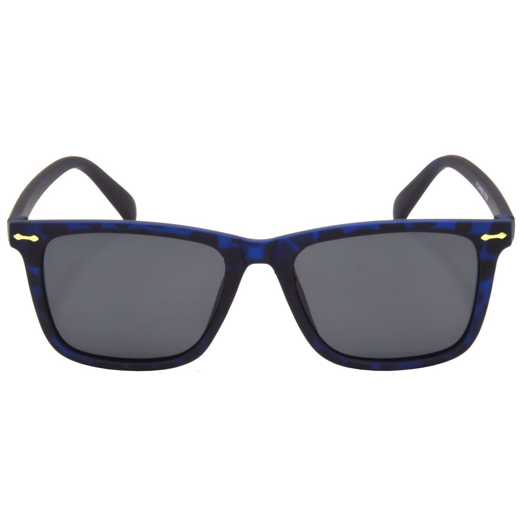 Hrinkar Grey Rectangular Cooling Glass Blue Frame Best Polarized Sunglasses for Men & Women - HRS512-TBU-BK view 2