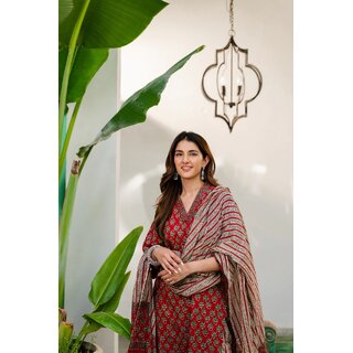 Elara Red Rayon Dupatta Kotachex Kurta Set For Women view 2