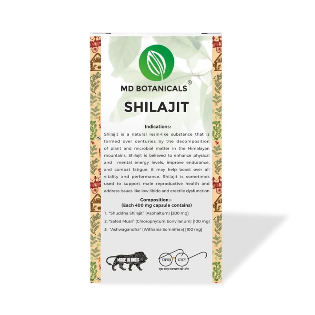 MD Botanicals Shilajit Capsules | Pure Himalayan Shilajit Extract | Energy, Stamina & Immunity Booster for Men & Women | 60 Veg Capsules | Ayurvedic Supplement view 2