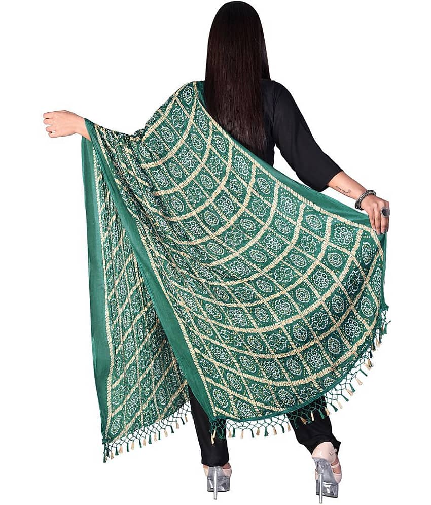 Apratim Green Silk Bandhej Dupatta - Single view 2