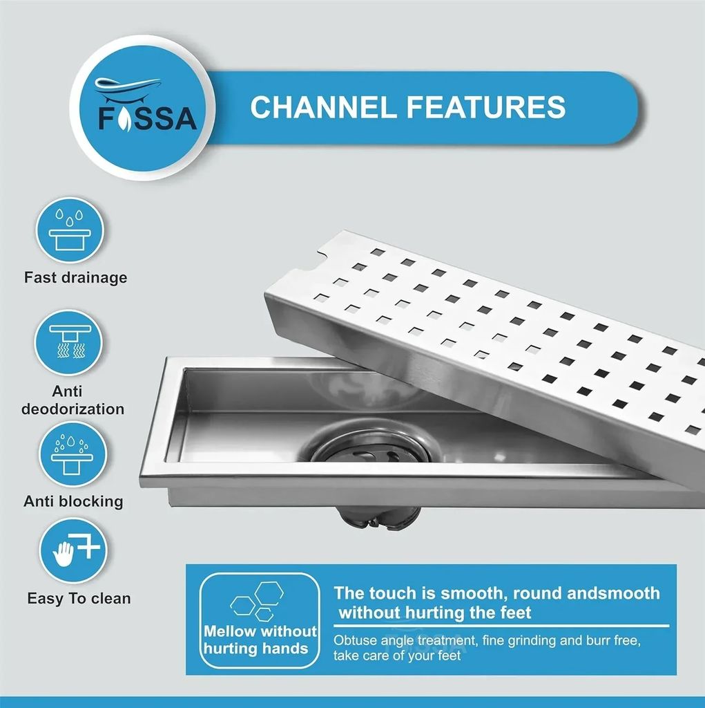 Ultra (24 x 4 Inches) 304 Grade Brushed Shower Drain Channel Floor Drain view 2