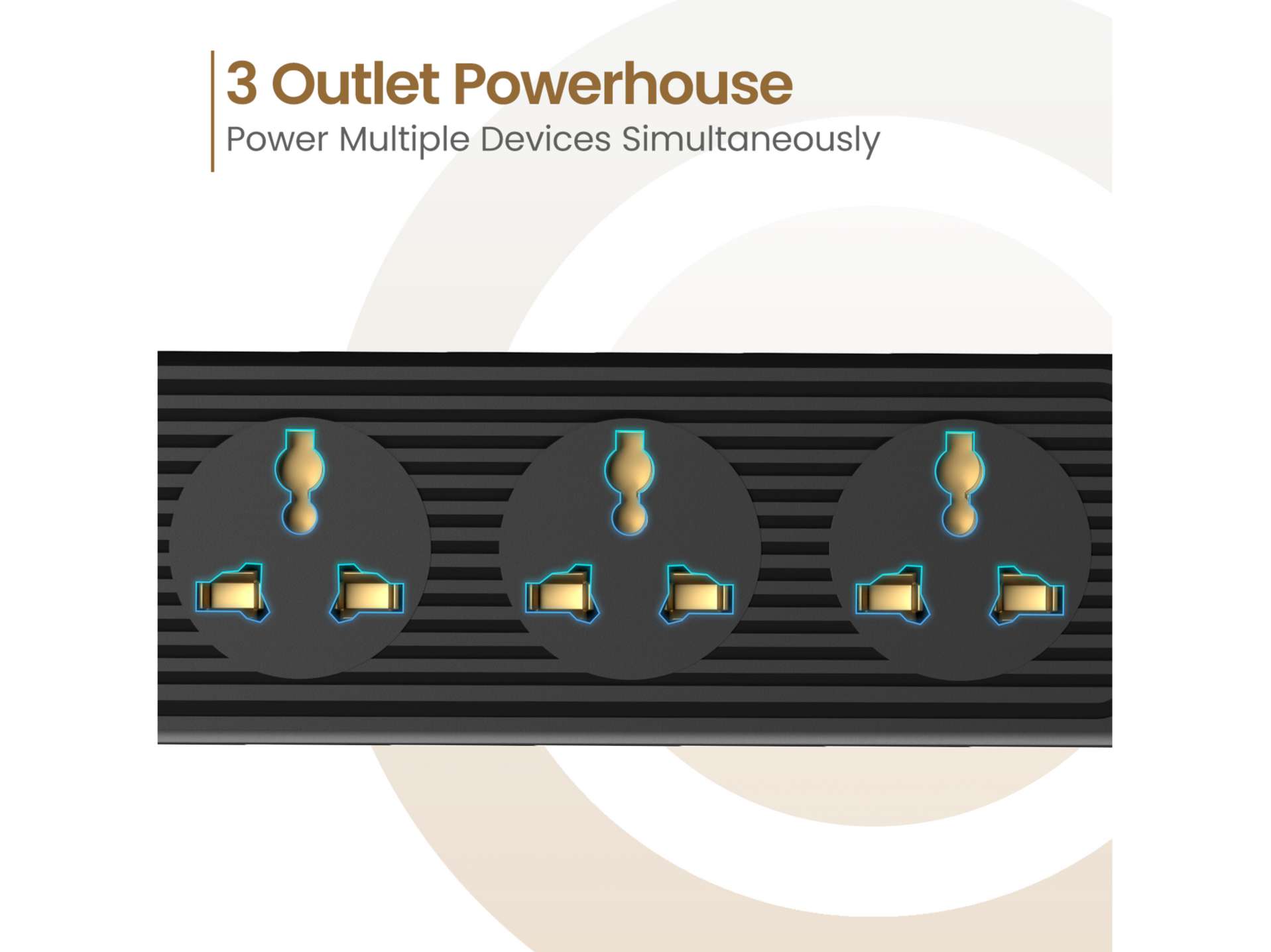 Portronics Power Plate 21, 1.5 Metres Cord, Over-voltage Protection, 3 Universal Sockets, Fire-Resistant Build view 2