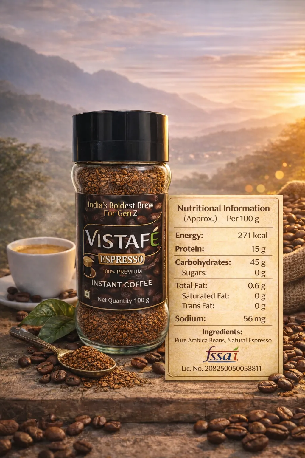 Vistafe Strong Espresso Instant Coffee for Bold Taste view 2