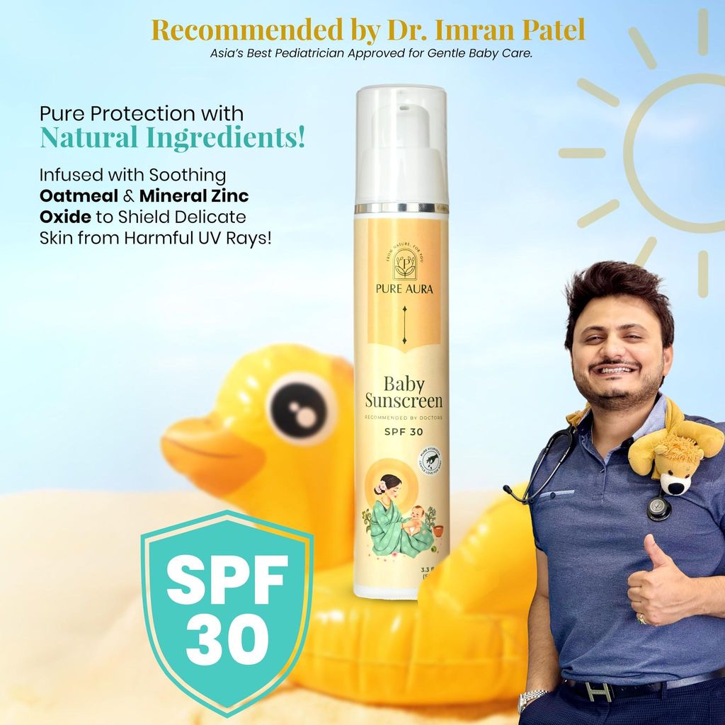 Pure Aura Baby Sunscreen 50 gm | SPF 30 Kids Sunscreen | 100% Mineral & Ayurvedic | Chemical-Free | Outdoor Safe | Sensitive Skin Friendly | view 2
